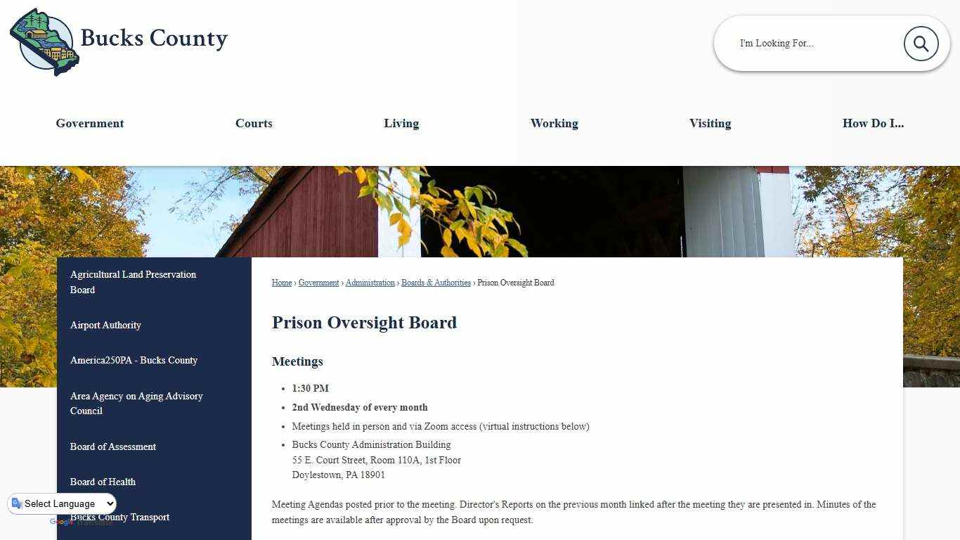 Prison Oversight Board | Bucks County, PA