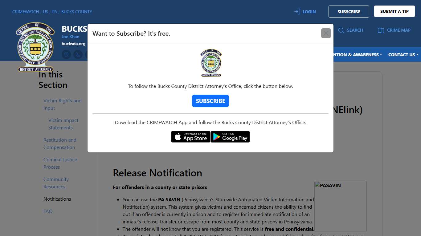 Notifications | Bucks County District Attorney's Office